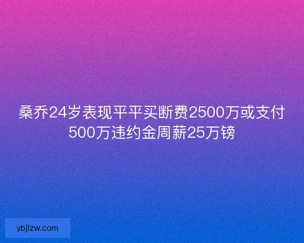 桑乔24岁表现平平买断费2500万或支付500万违约金周薪25万镑
