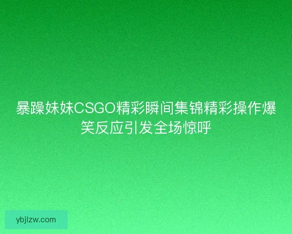 暴躁妹妹CSGO精彩瞬间集锦精彩操作爆笑反应引发全场惊呼