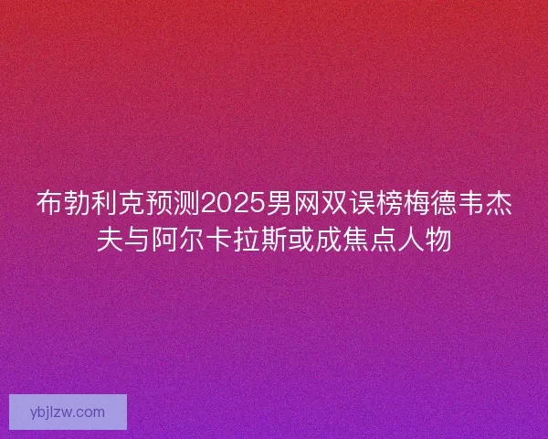 布勃利克预测2025男网双误榜梅德韦杰夫与阿尔卡拉斯或成焦点人物