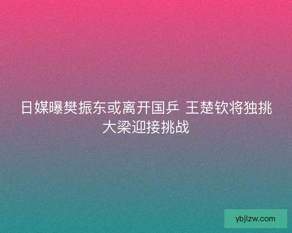 日媒曝樊振东或离开国乒 王楚钦将独挑大梁迎接挑战